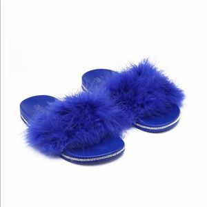 Women’s Feather Diamond Slides- Blue